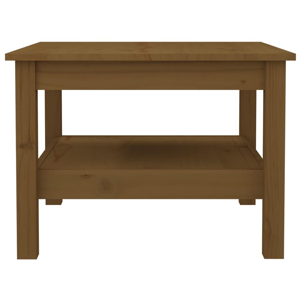 Table basse marron miel 55x55x40 cm en bois de pin massif
