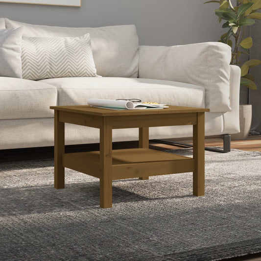 Table basse marron miel 55x55x40 cm en bois de pin massif