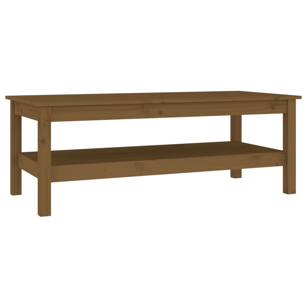 Table basse marron miel 110x50x40 cm en bois de pin massif