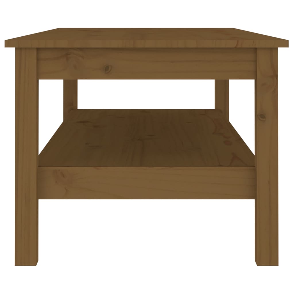Table basse marron miel 110x50x40 cm en bois de pin massif