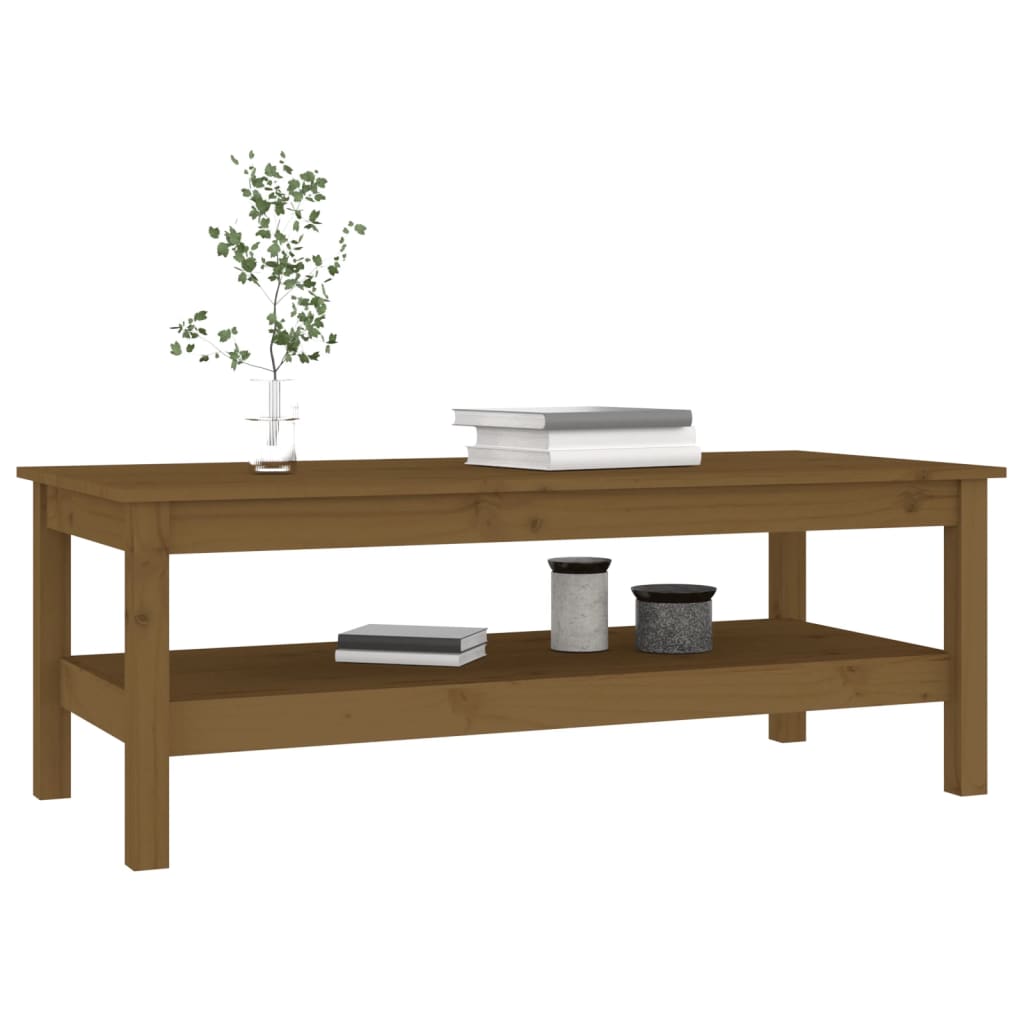 Table basse marron miel 110x50x40 cm en bois de pin massif