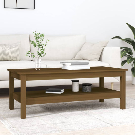 Table basse marron miel 110x50x40 cm en bois de pin massif