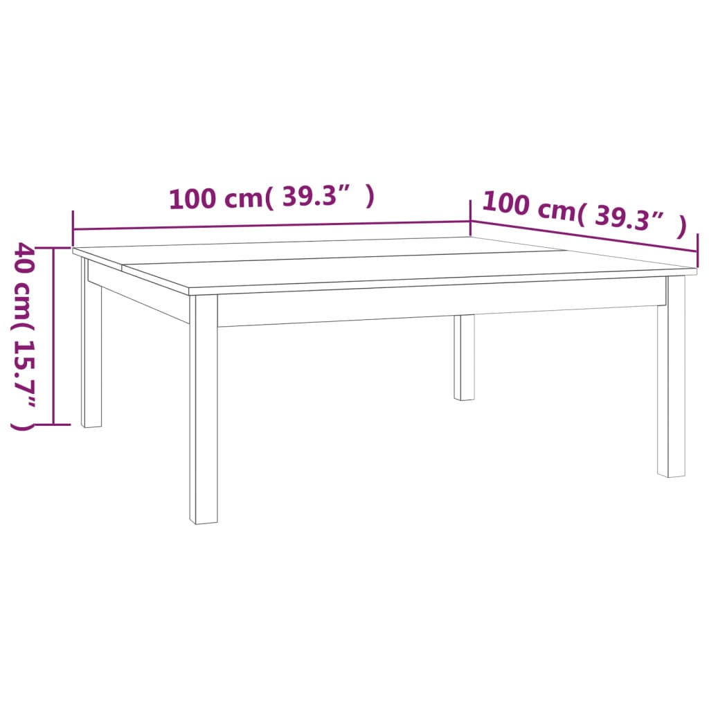 Couchtisch 100x100x40 cm Massivholz Kiefer