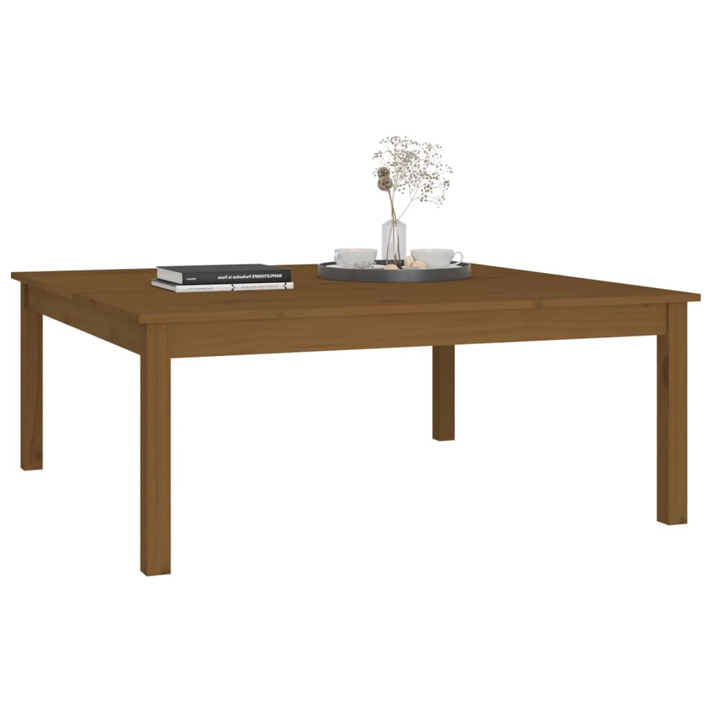 Table basse marron miel 100x100x40 cm en bois de pin massif