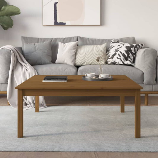 Table basse marron miel 100x100x40 cm en bois de pin massif