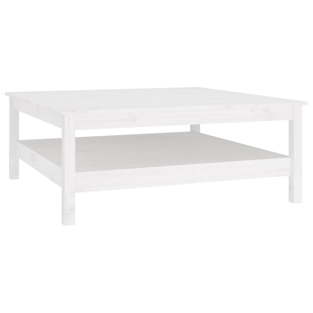 Table basse blanche 100x100x40 cm en bois de pin massif