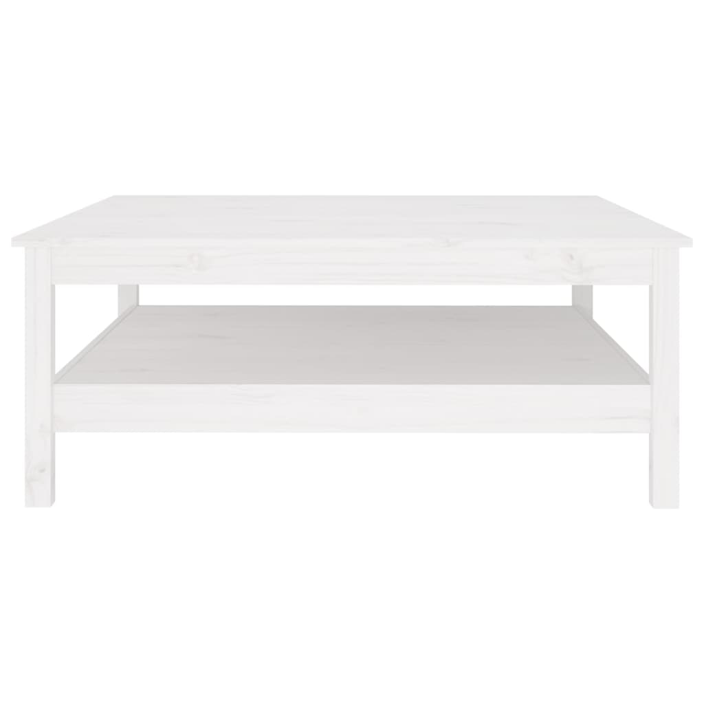 Table basse blanche 100x100x40 cm en bois de pin massif