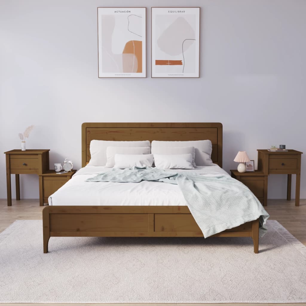 Bedside tables 2 pcs. Honey brown 79.5x38x65.5cm solid pine wood