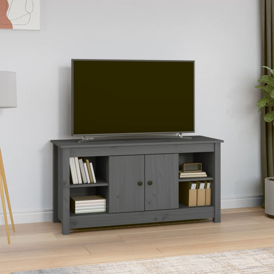 Meuble TV gris 103x36,5x52 cm en bois de pin massif