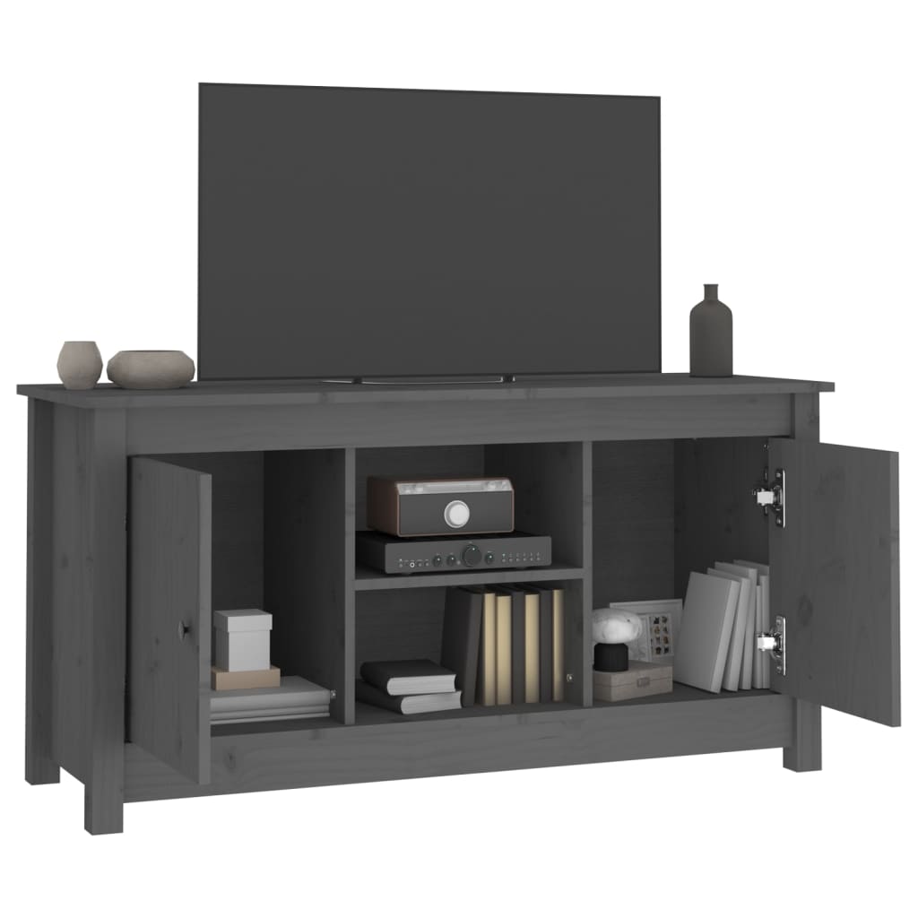 TV-Schrank Grau 103x36,5x52 cm Massivholz Kiefer