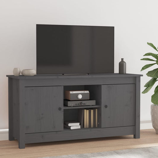 Meuble TV gris 103x36,5x52 cm en bois de pin massif