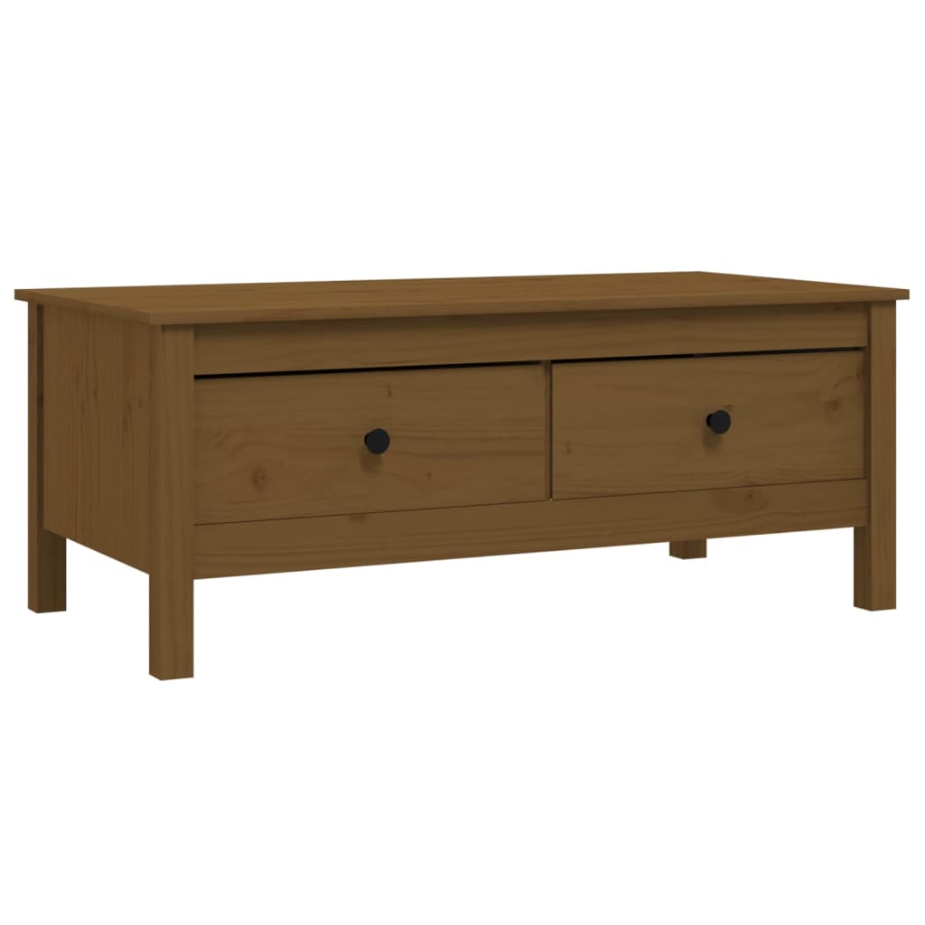 Table basse marron miel 100x50x40 cm en bois de pin massif
