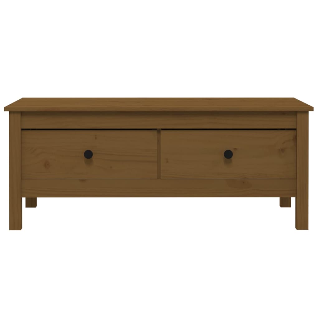 Table basse marron miel 100x50x40 cm en bois de pin massif