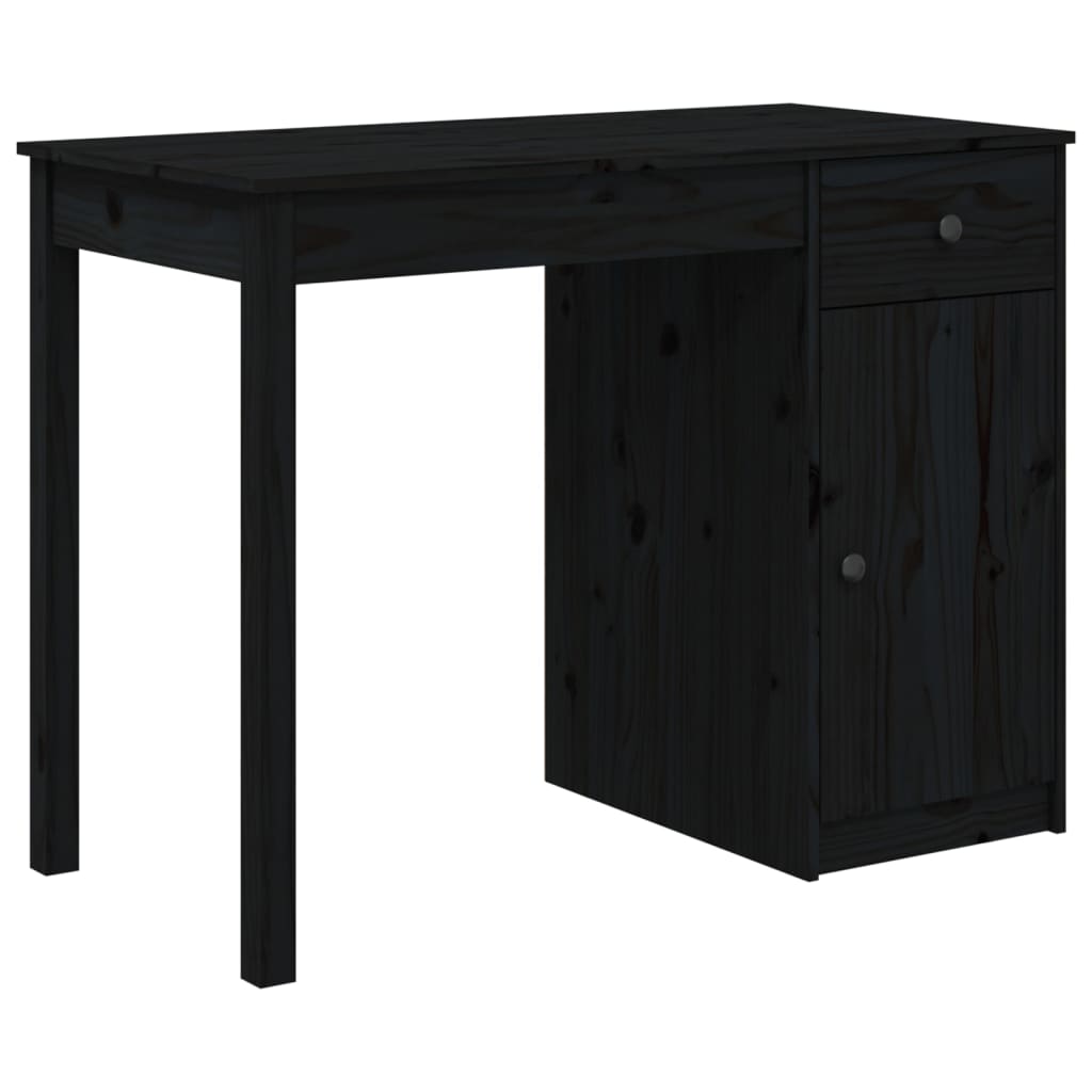 Bureau noir 100x50x75 cm en bois de pin massif