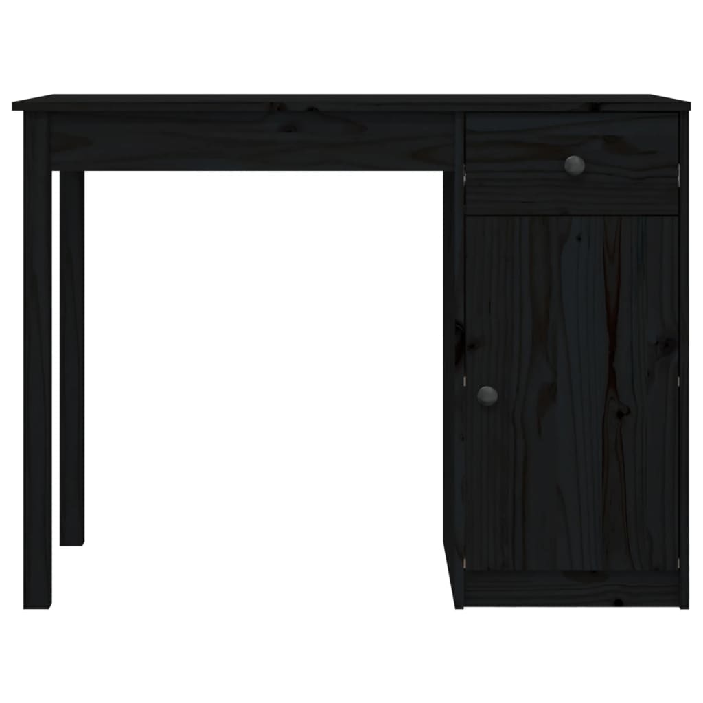 Bureau noir 100x50x75 cm en bois de pin massif