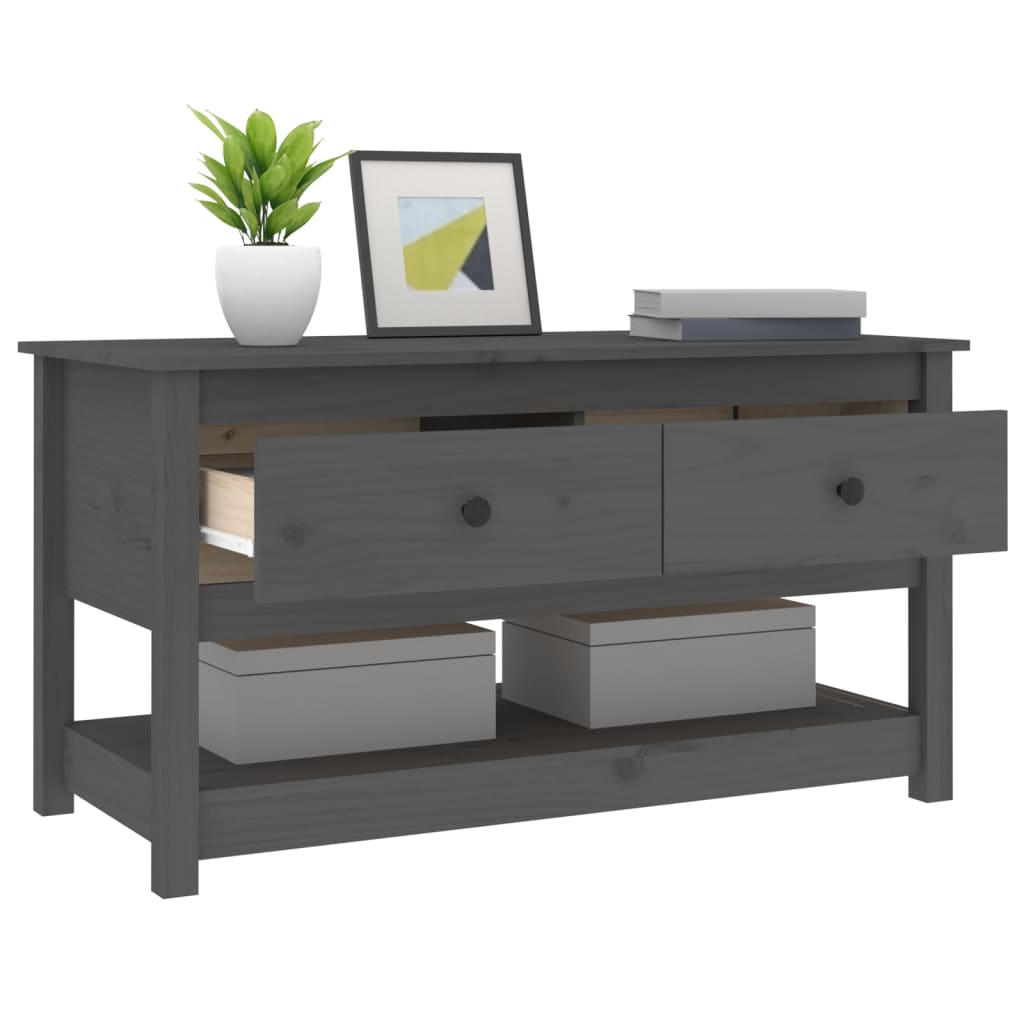 Table basse grise 102x49x55 cm en bois de pin massif
