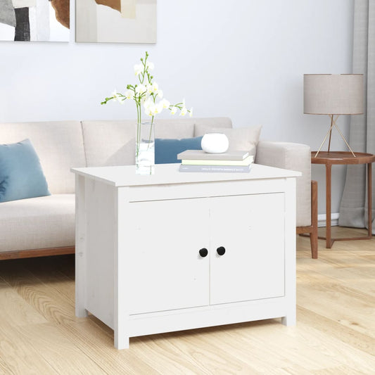 Table basse blanche 71x49x55 cm en bois de pin massif