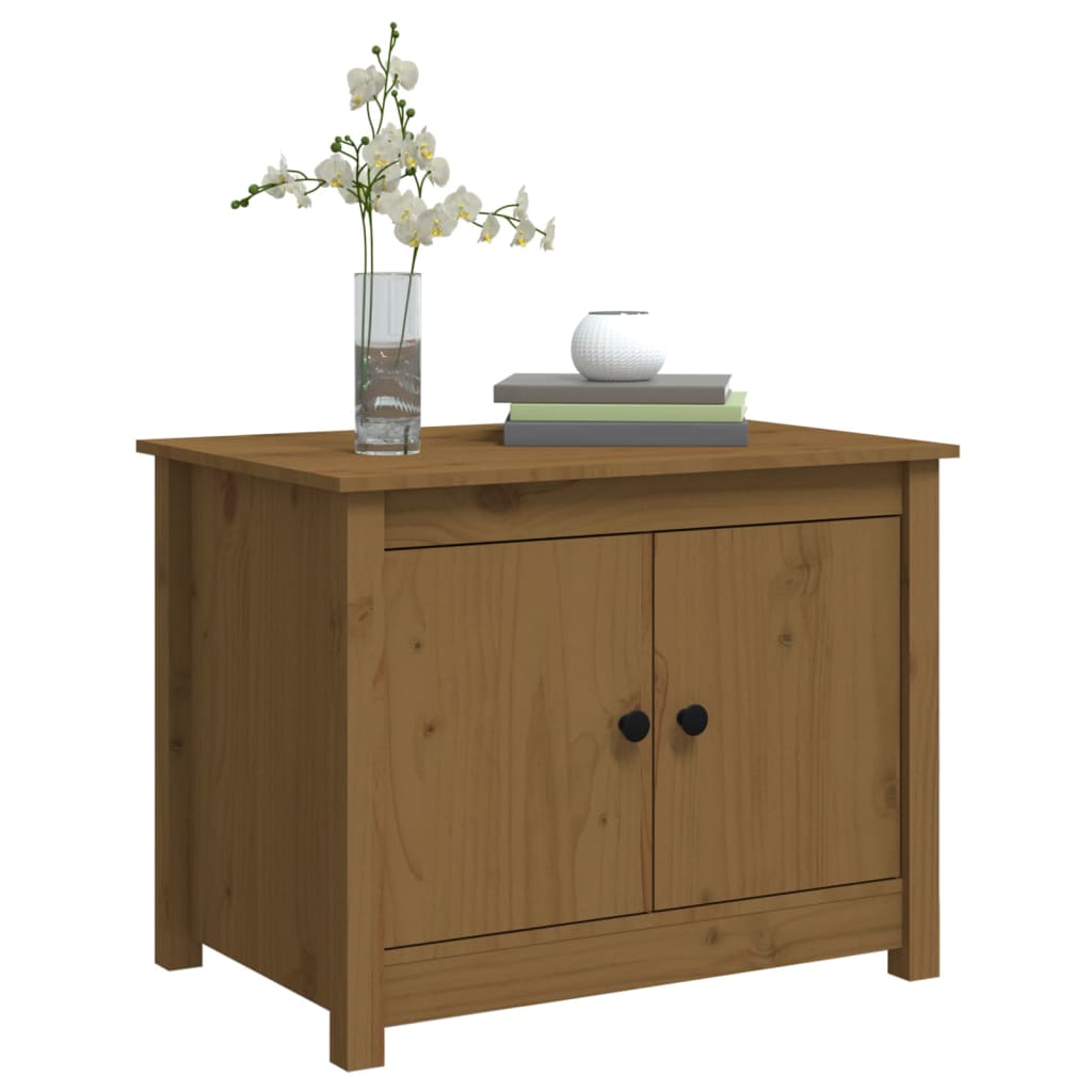 Table basse marron miel 71x49x55 cm en bois de pin massif