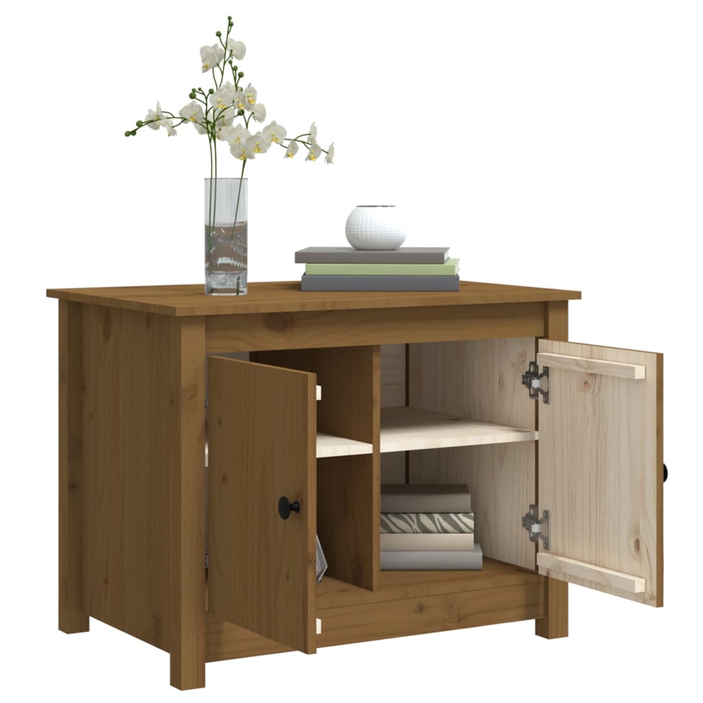 Table basse marron miel 71x49x55 cm en bois de pin massif
