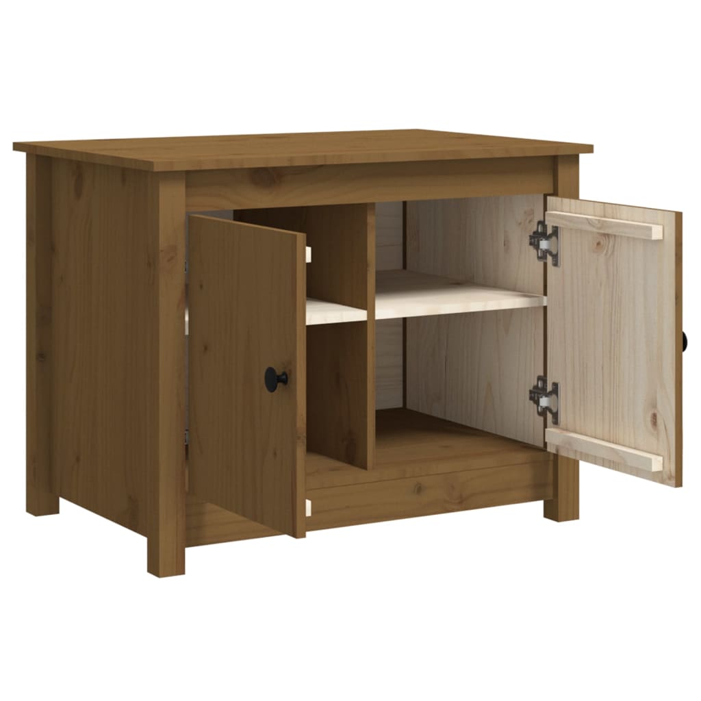 Table basse marron miel 71x49x55 cm en bois de pin massif