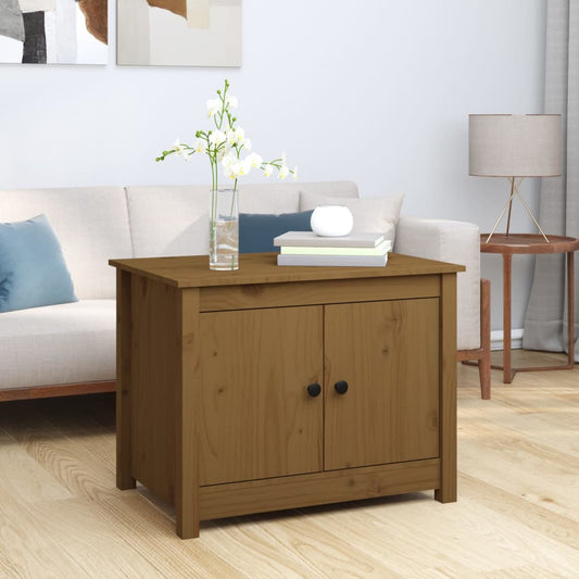 Table basse marron miel 71x49x55 cm en bois de pin massif