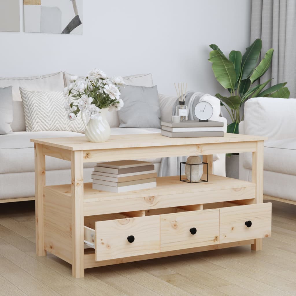 Table basse 102x49x55 cm en bois de pin massif