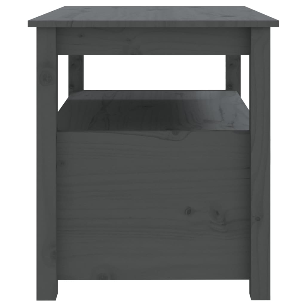 Table basse grise 71x49x55 cm en bois de pin massif