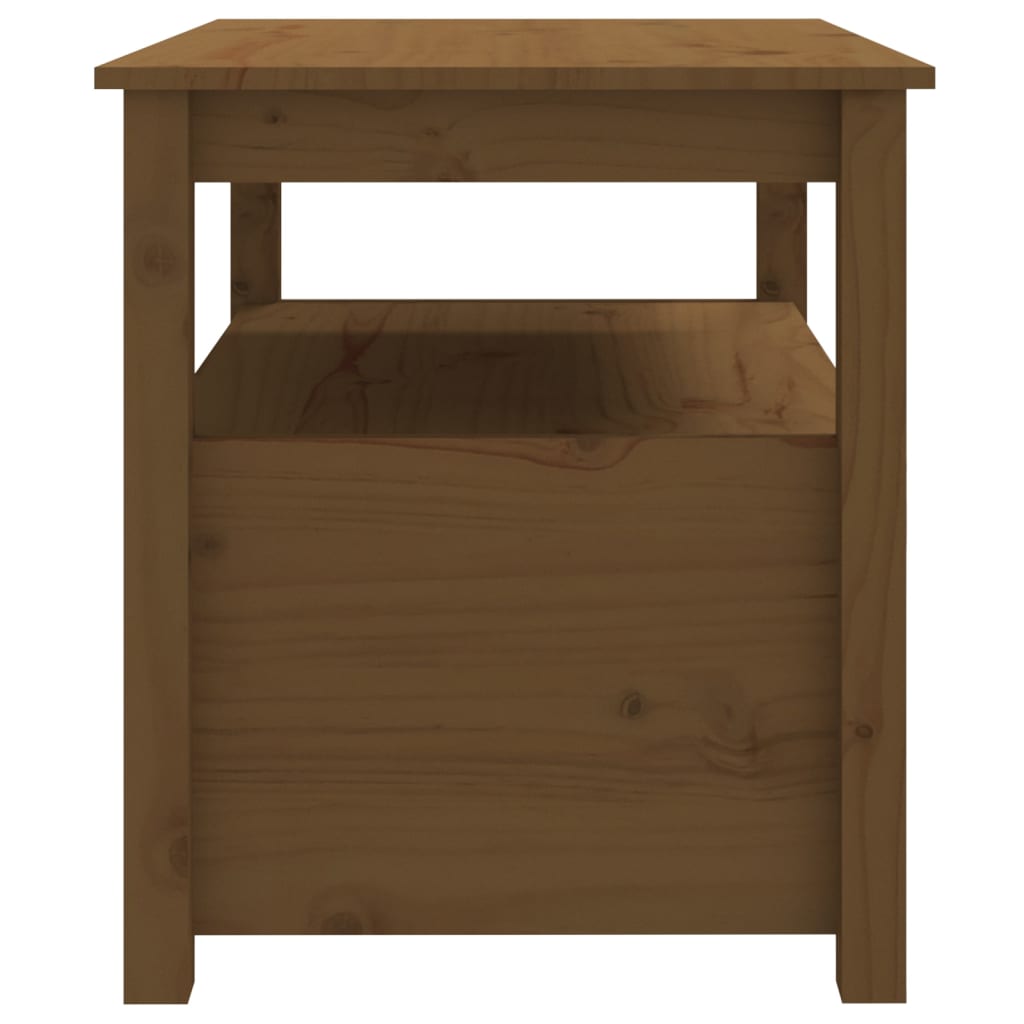 Table basse marron miel 71x49x55 cm en bois de pin massif