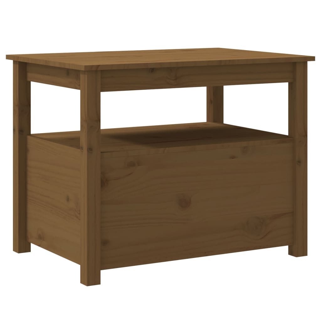 Table basse marron miel 71x49x55 cm en bois de pin massif