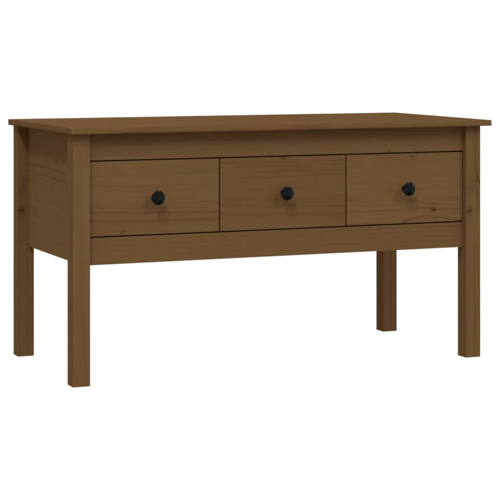 Table basse marron miel 102x49x55 cm en bois de pin massif