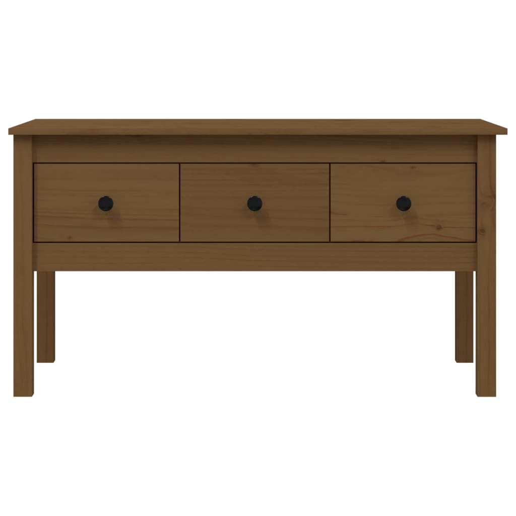 Table basse marron miel 102x49x55 cm en bois de pin massif