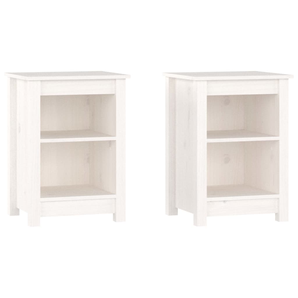 Bedside tables 2 pcs. White 40x35x55 cm solid pine wood