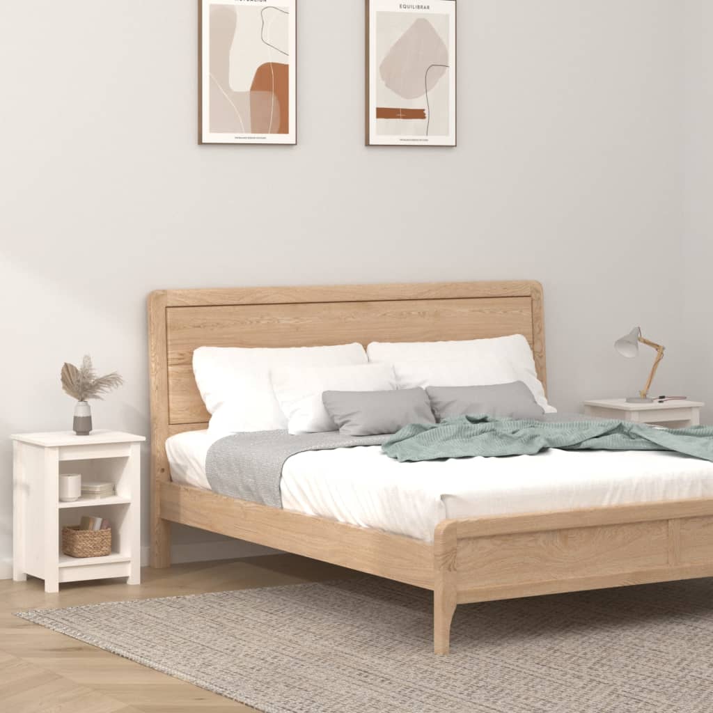Bedside tables 2 pcs. White 40x35x55 cm solid pine wood