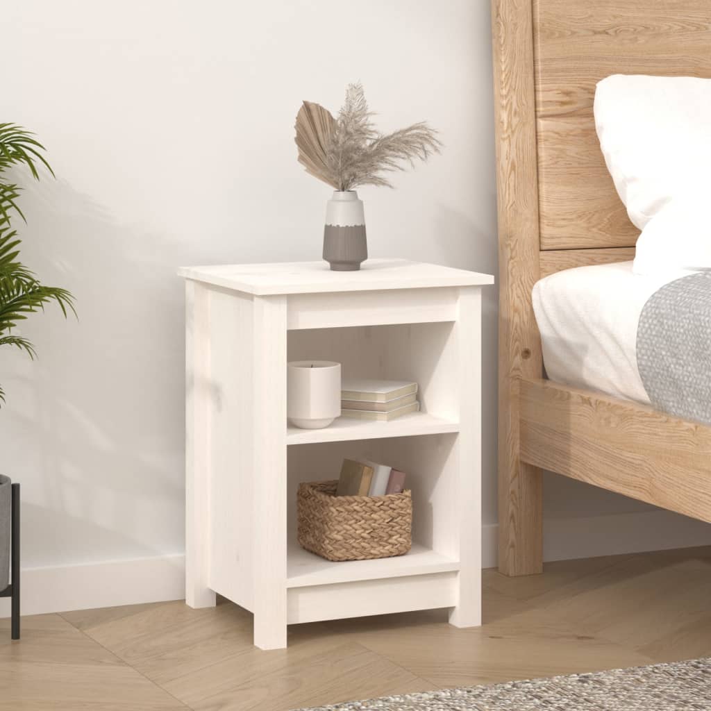 Bedside tables 2 pcs. White 40x35x55 cm solid pine wood