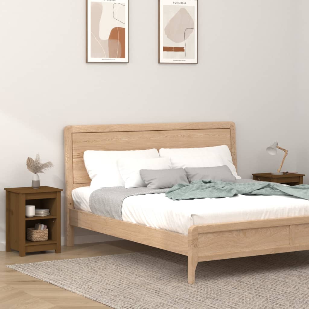 Bedside tables 2 pcs. Honey brown 40x35x55 cm solid pine wood