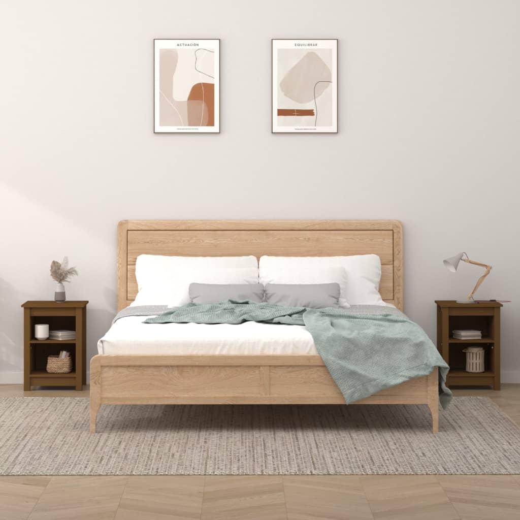 Bedside tables 2 pcs. Honey brown 40x35x55 cm solid pine wood