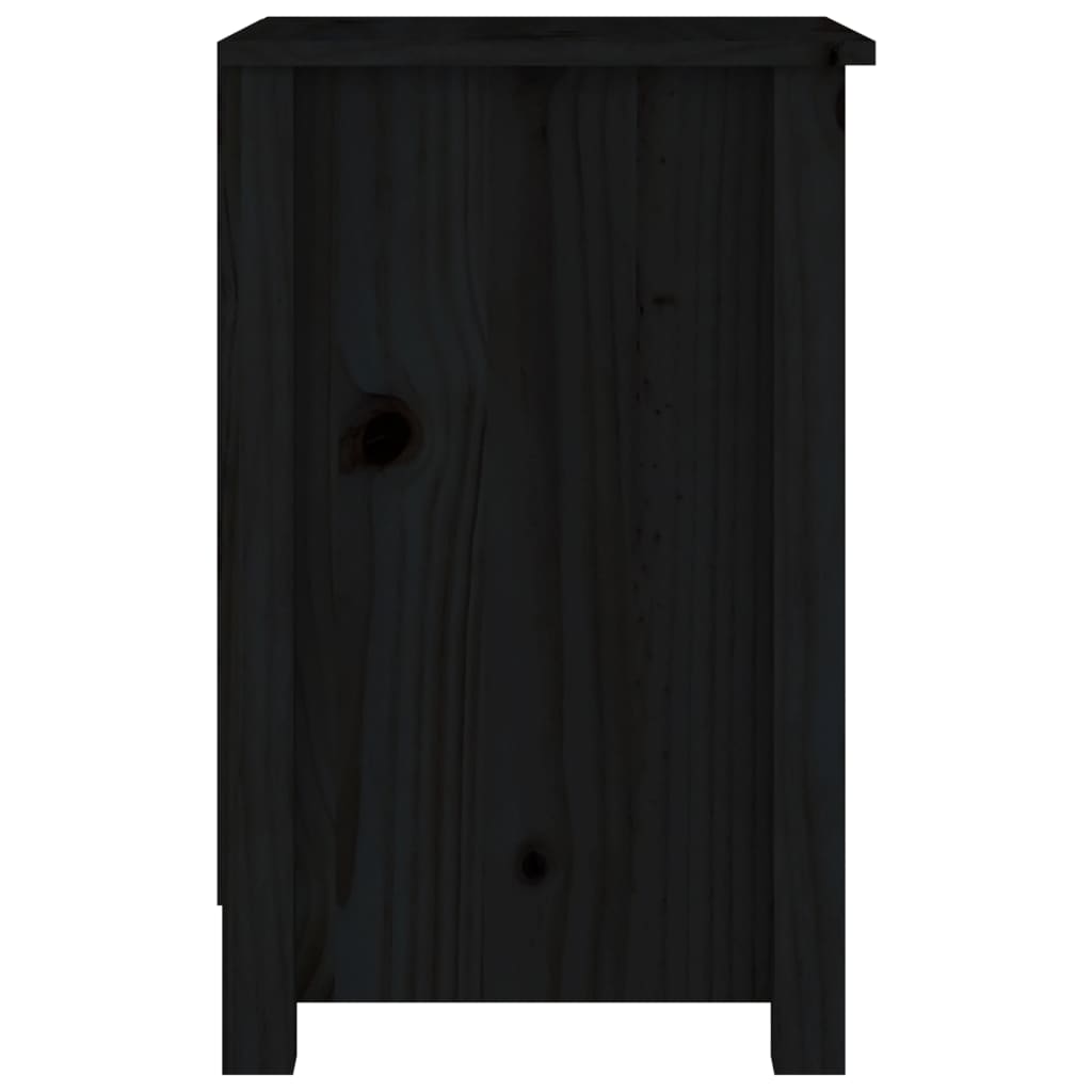 Bedside Table Black 40x35x55 cm Solid Pine