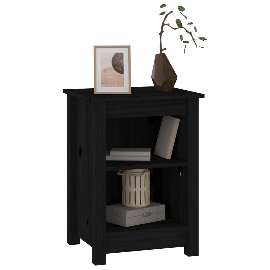 Bedside Table Black 40x35x55 cm Solid Pine