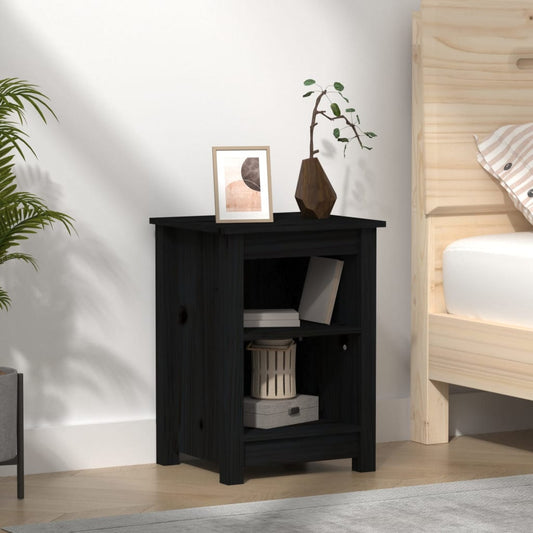 Bedside Table Black 40x35x55 cm Solid Pine