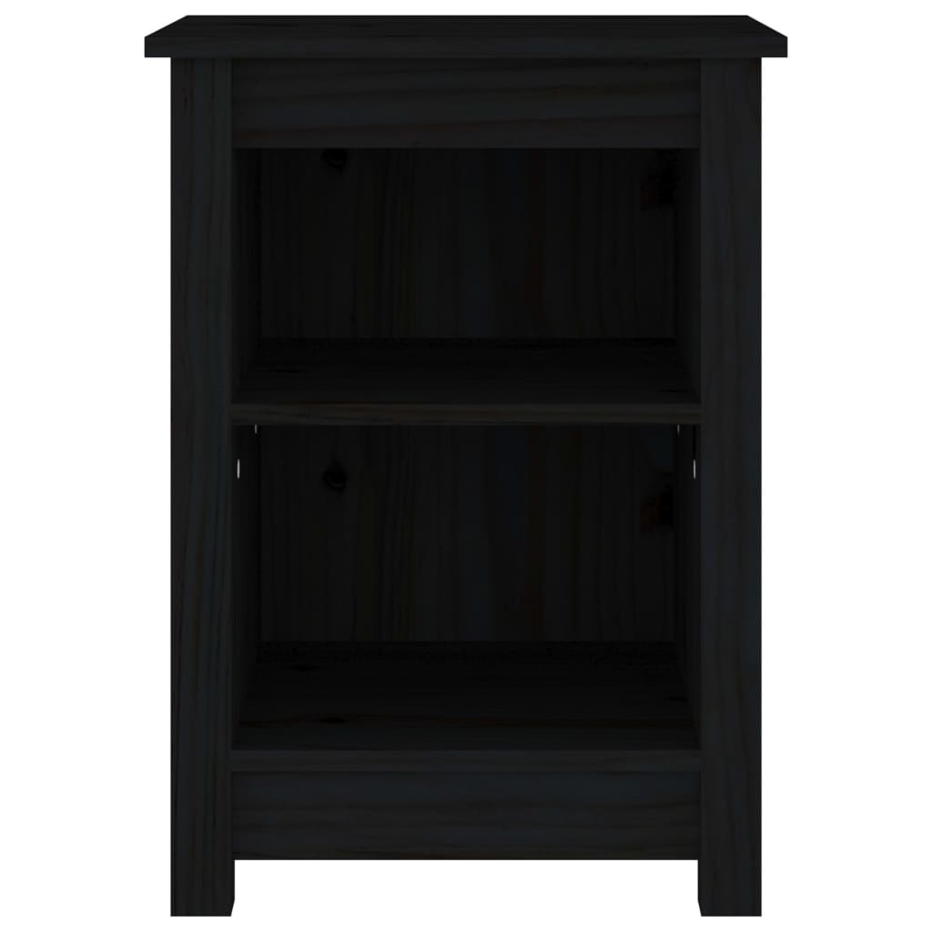 Tables de chevet 2 pcs. Noir 40x35x55 cm en bois de pin massif