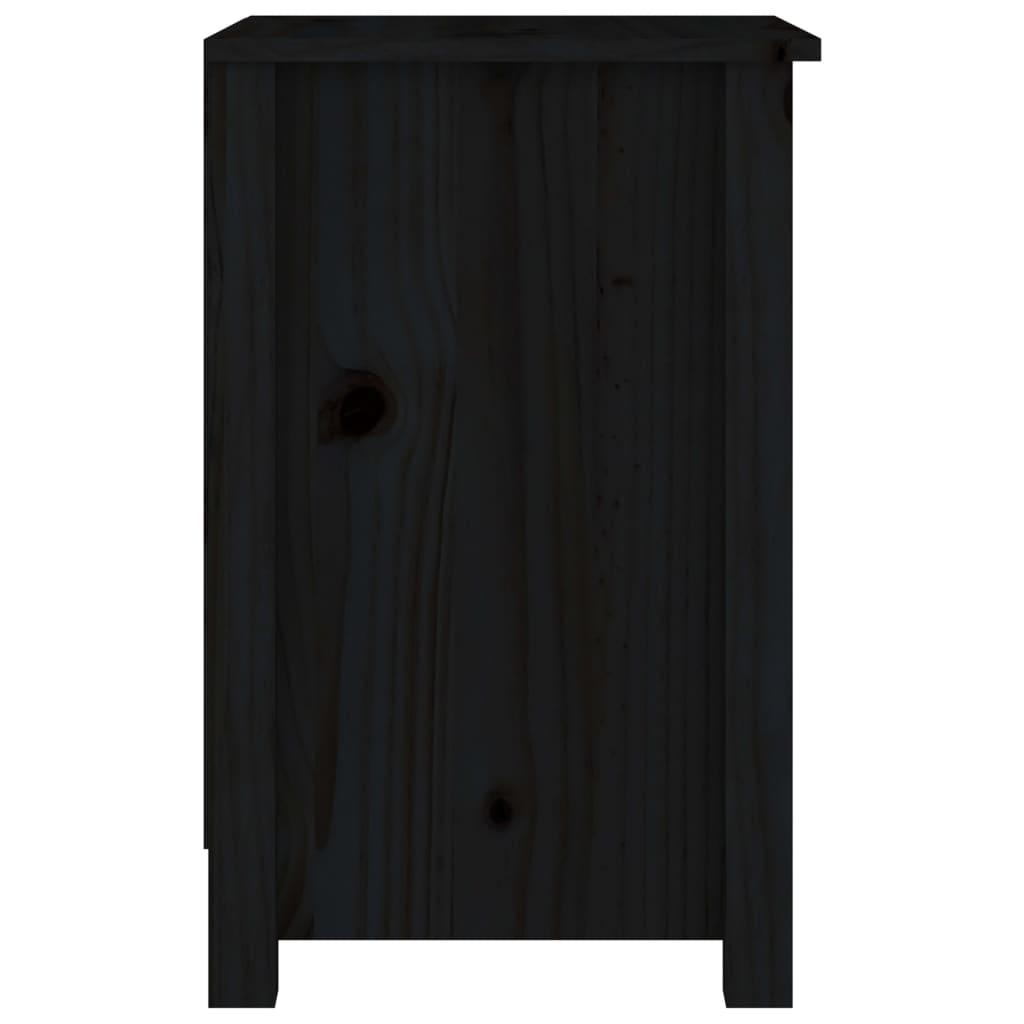 Tables de chevet 2 pcs. Noir 40x35x55 cm en bois de pin massif