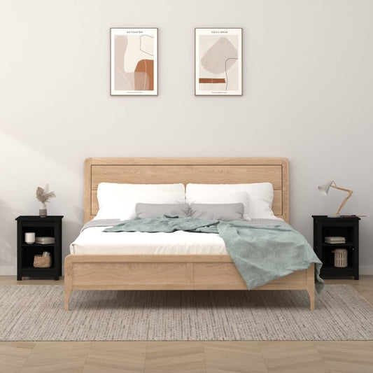 Tables de chevet 2 pcs. Noir 40x35x55 cm en bois de pin massif