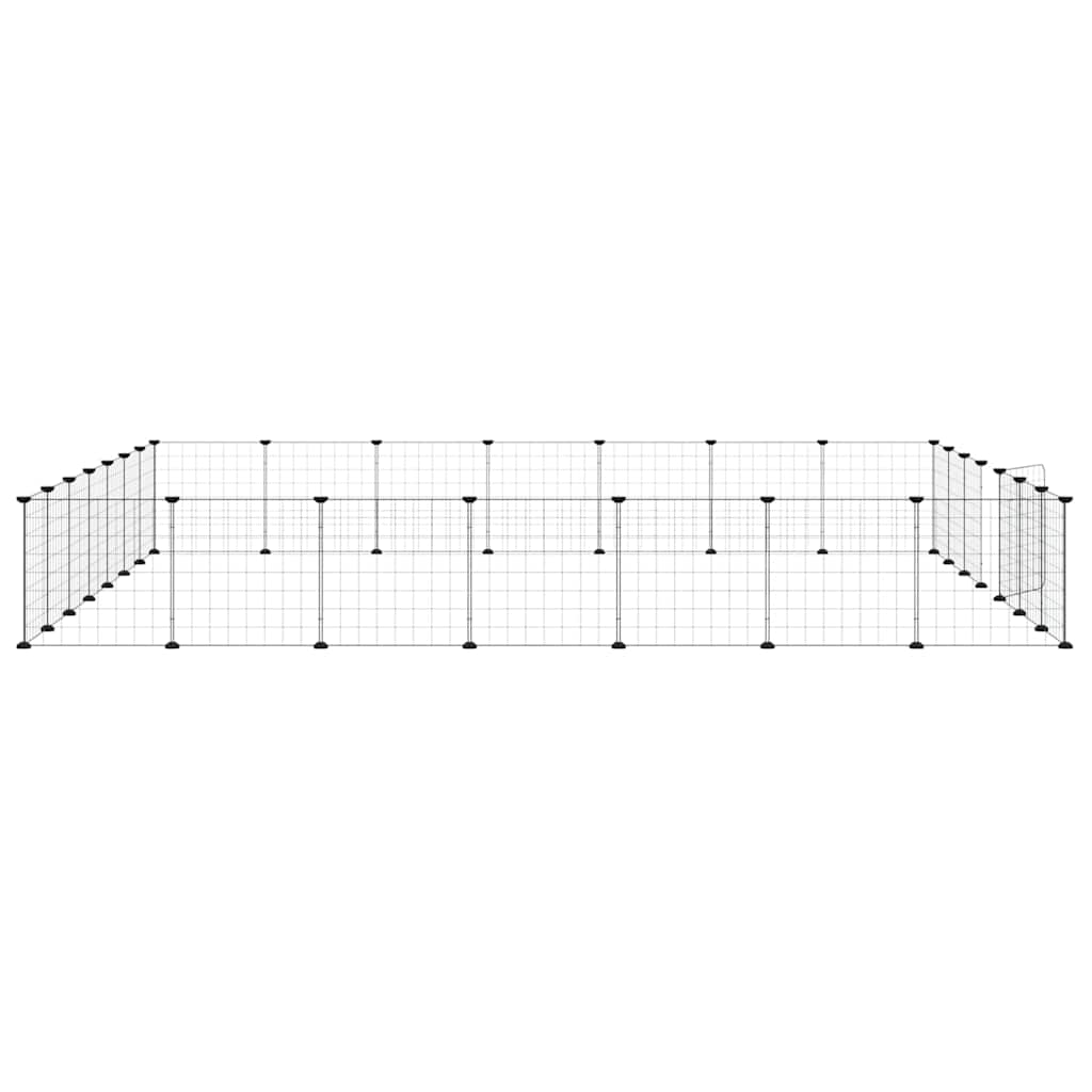 28-tlg. Haustierkäfig mit Tür Schwarz 245x245x35 cm Stahl