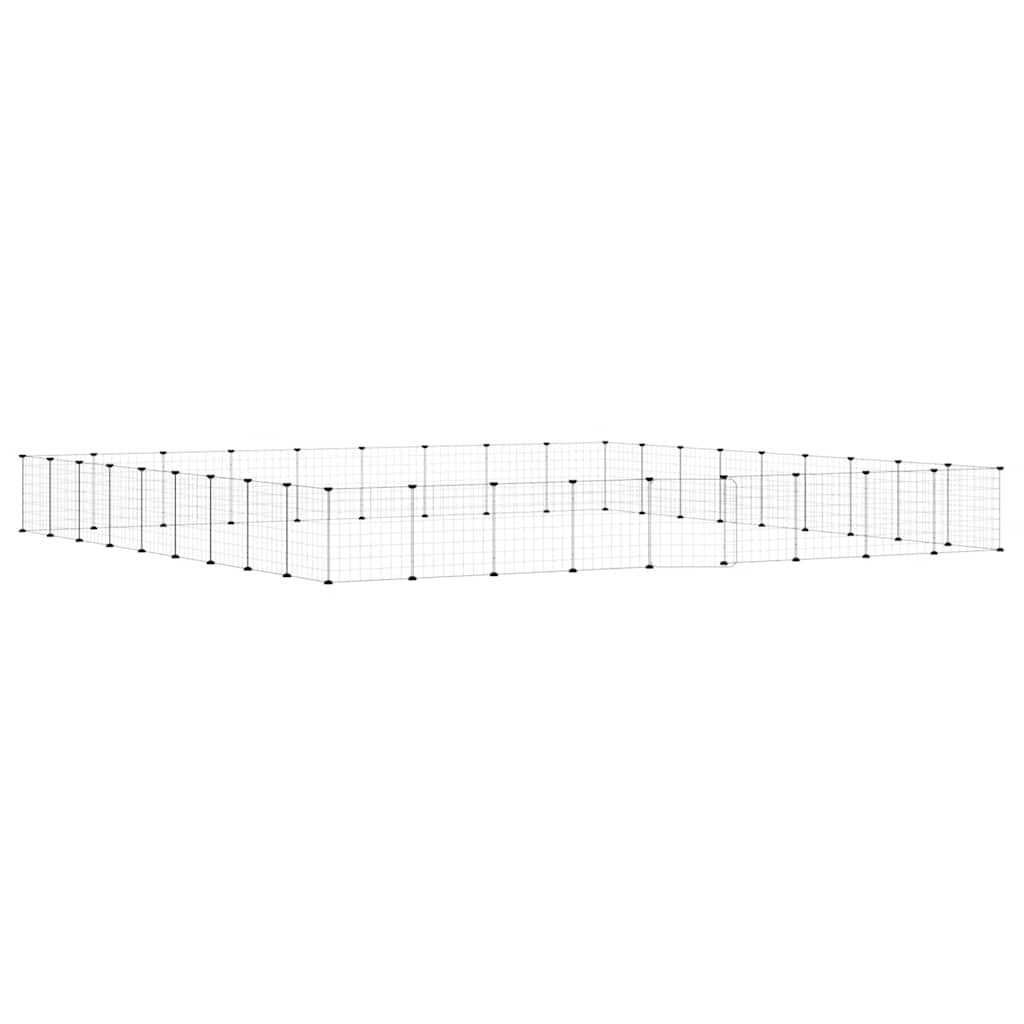 36-tlg. Haustierkäfig mit Tür Schwarz 315x315x35 cm Stahl