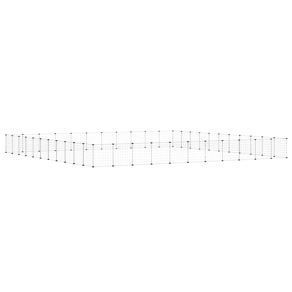 44-tlg. Haustierkäfig mit Tür Schwarz 385x385x35 cm Stahl