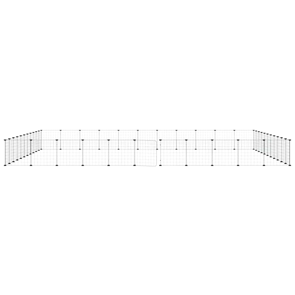 44-tlg. Haustierkäfig mit Tür Schwarz 385x385x35 cm Stahl