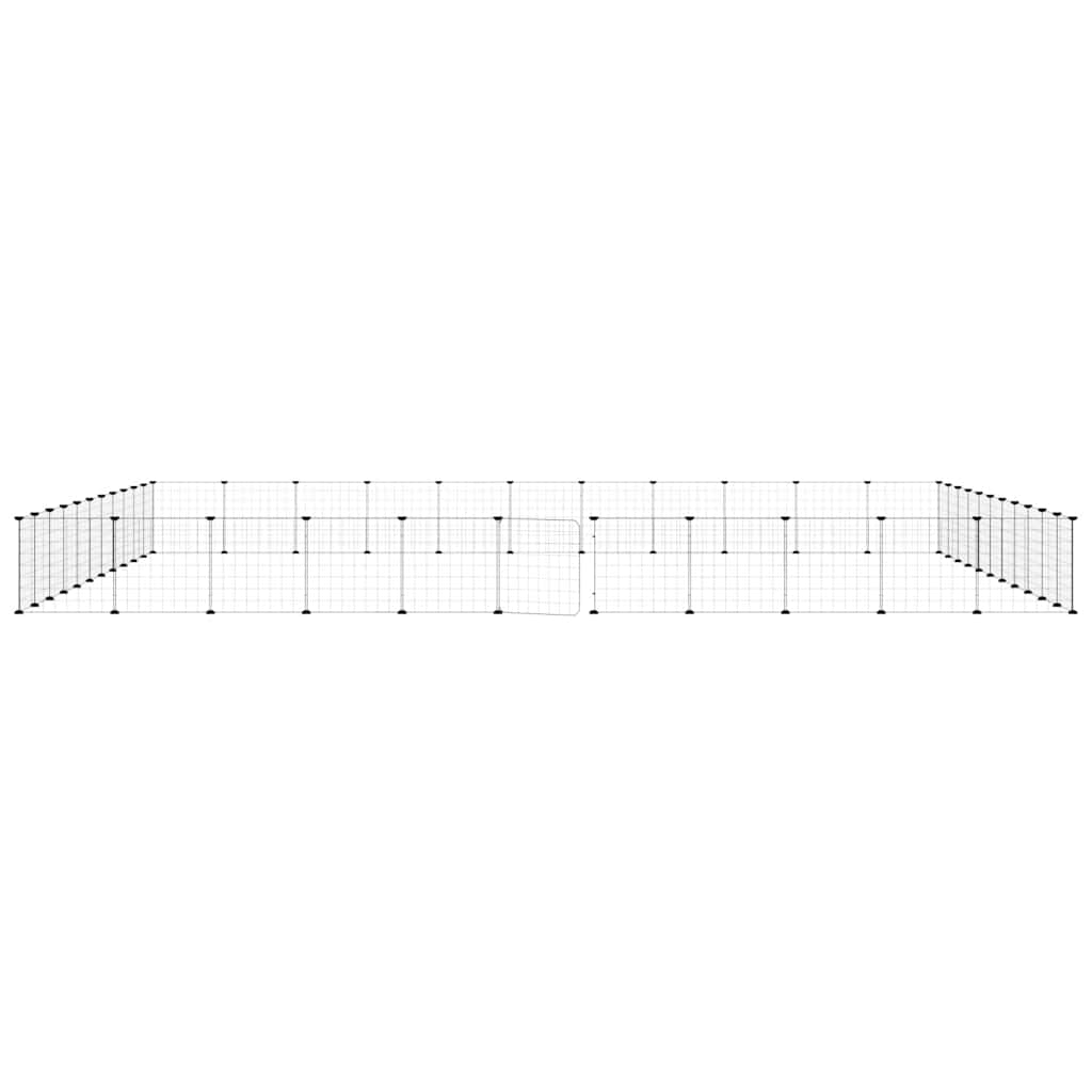 44-tlg. Haustierkäfig mit Tür Schwarz 385x385x35 cm Stahl