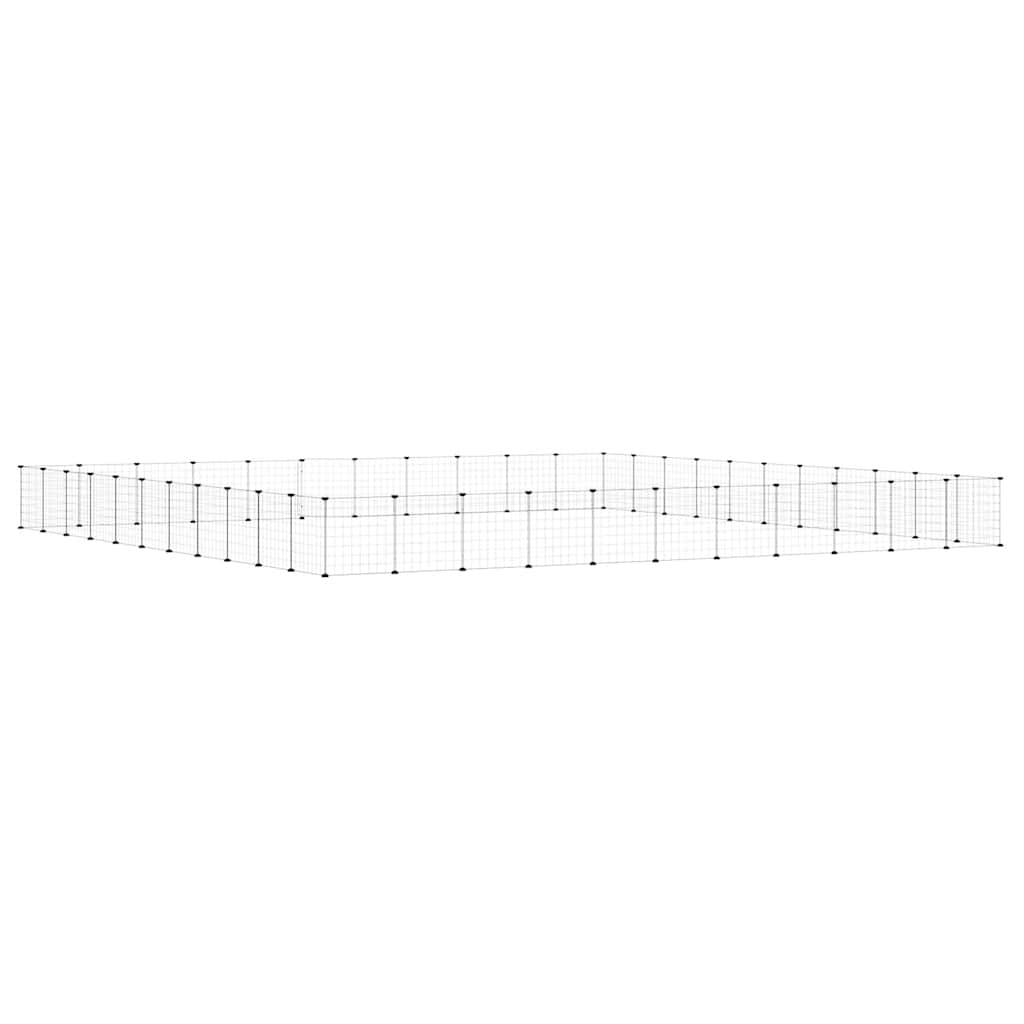 44-tlg. Haustierkäfig mit Tür Schwarz 385x385x35 cm Stahl