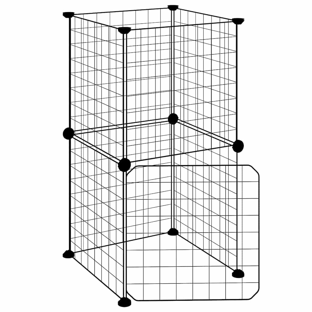 8-tlg. Haustierkäfig mit Tür Schwarz 35x35x70 cm Stahl