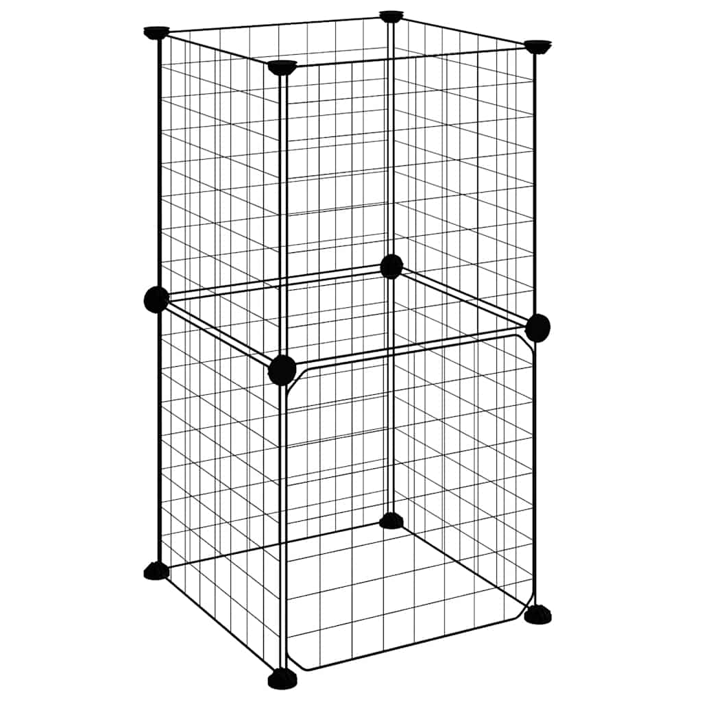 8-tlg. Haustierkäfig mit Tür Schwarz 35x35x70 cm Stahl